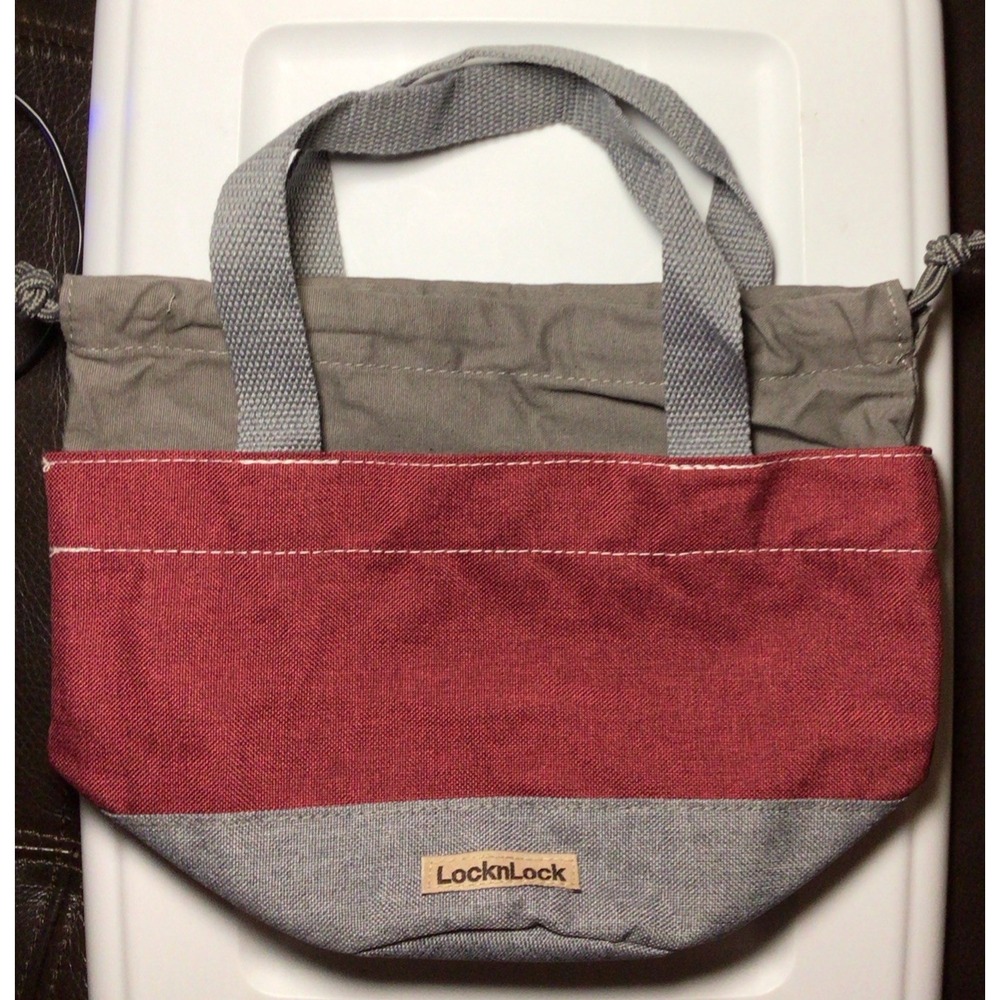 Lock N Lock Mini Drawstring Cavas Bag‎ Brick/Grey  7x7x6